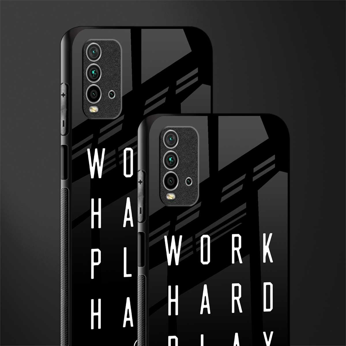 work hard play hard glass case for redmi 9 power image-2