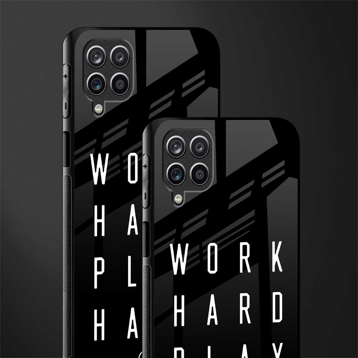 work hard play hard glass case for samsung galaxy m12 image-2