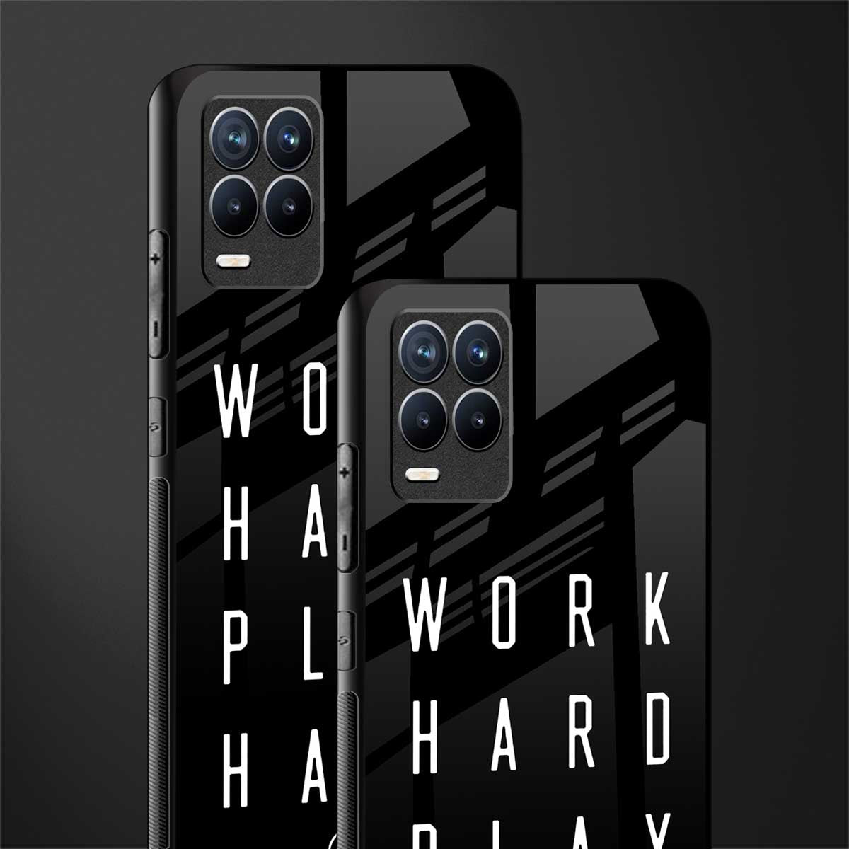 work hard play hard glass case for realme 8 pro image-2