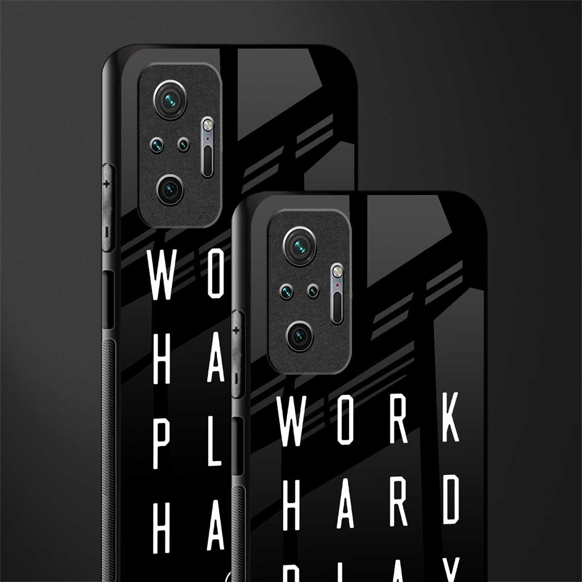 work hard play hard glass case for redmi note 10 pro image-2