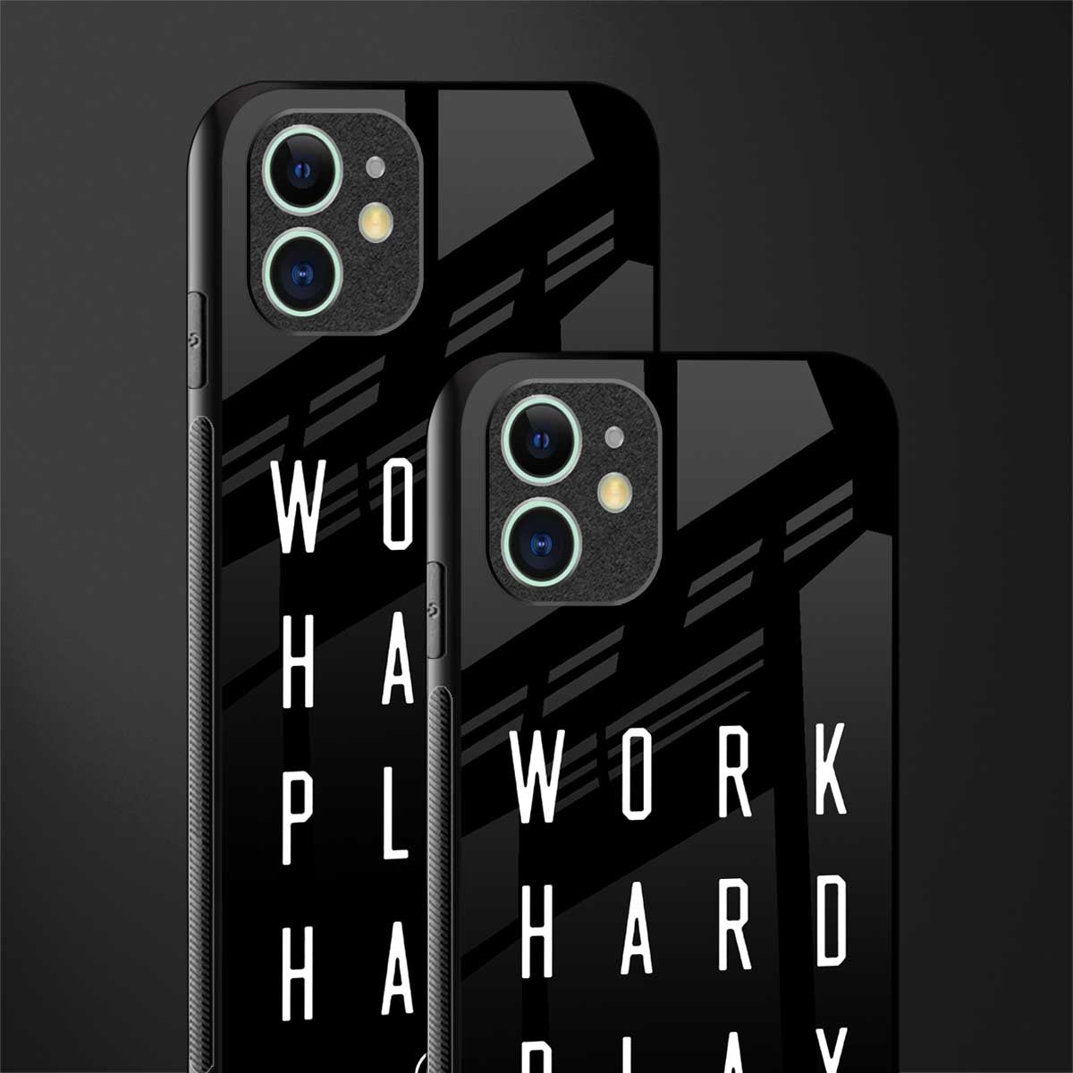 work hard play hard glass case for iphone 11 image-2
