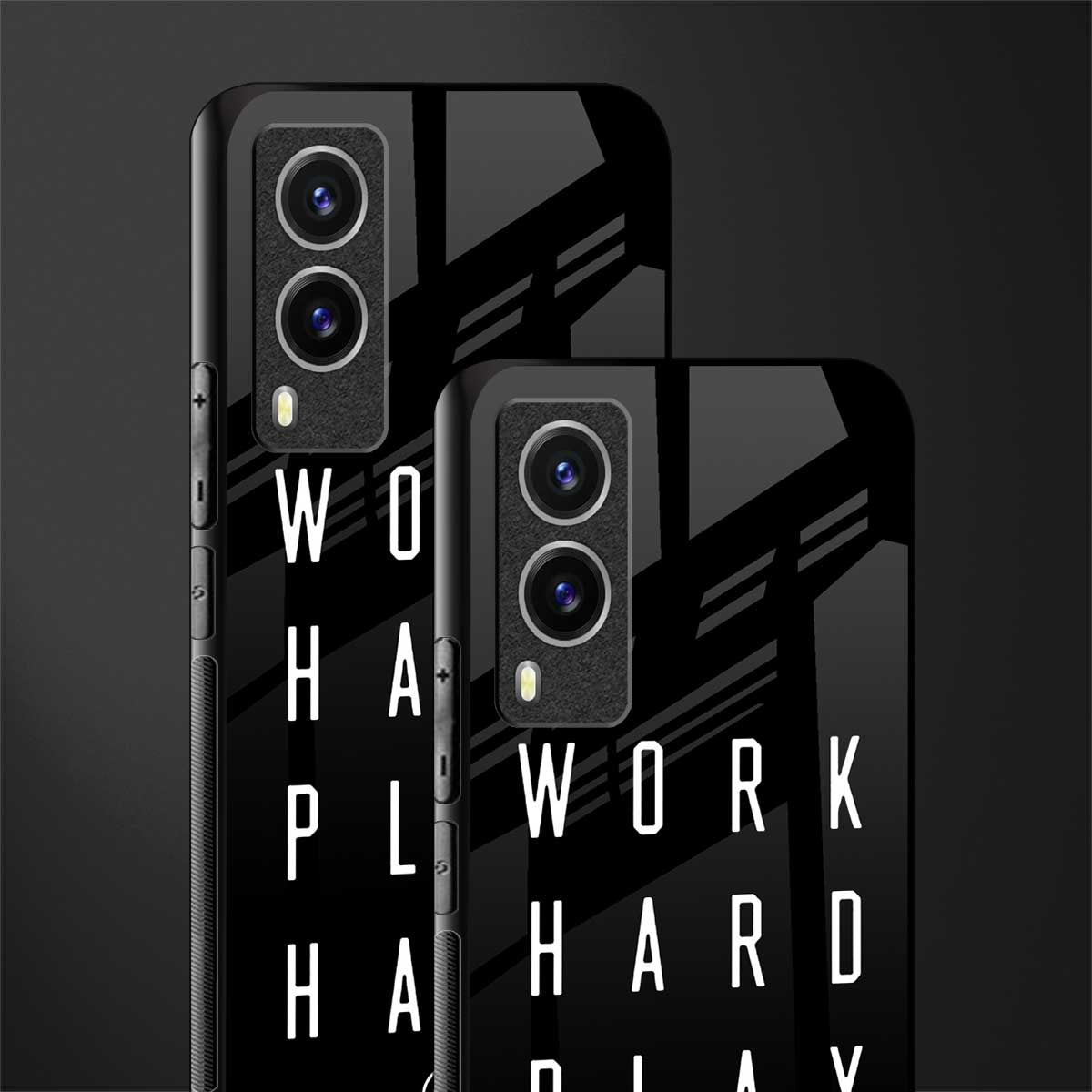 work hard play hard glass case for vivo v21e 5g image-2