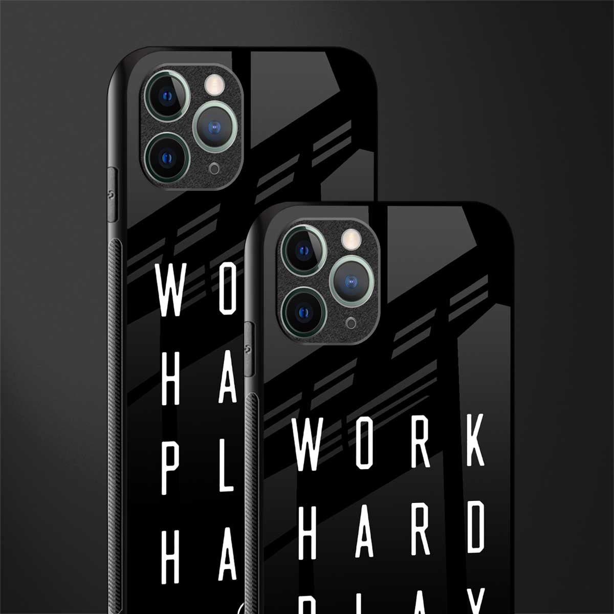 work hard play hard glass case for iphone 11 pro image-2