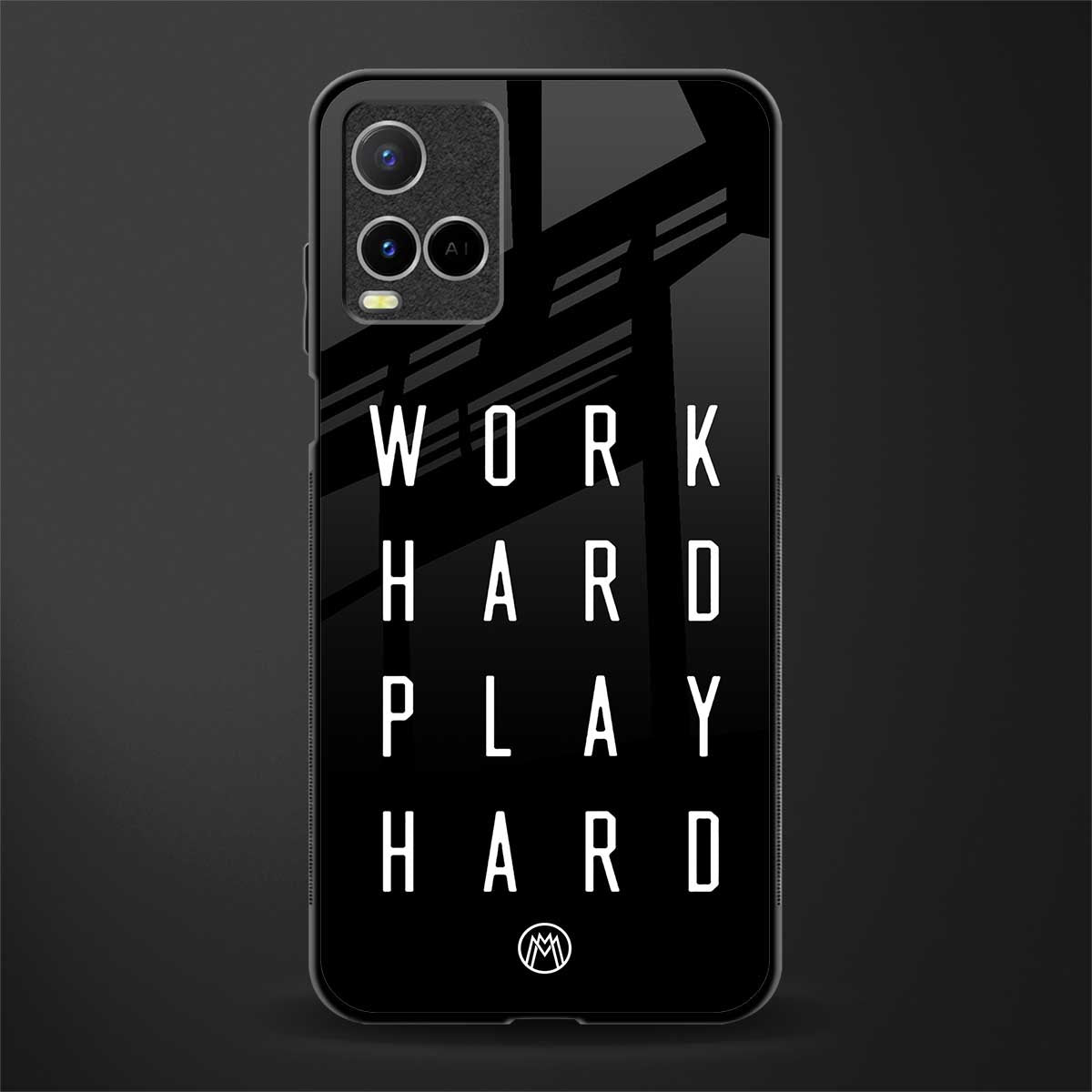 work hard play hard glass case for vivo y33s vivo y33t image