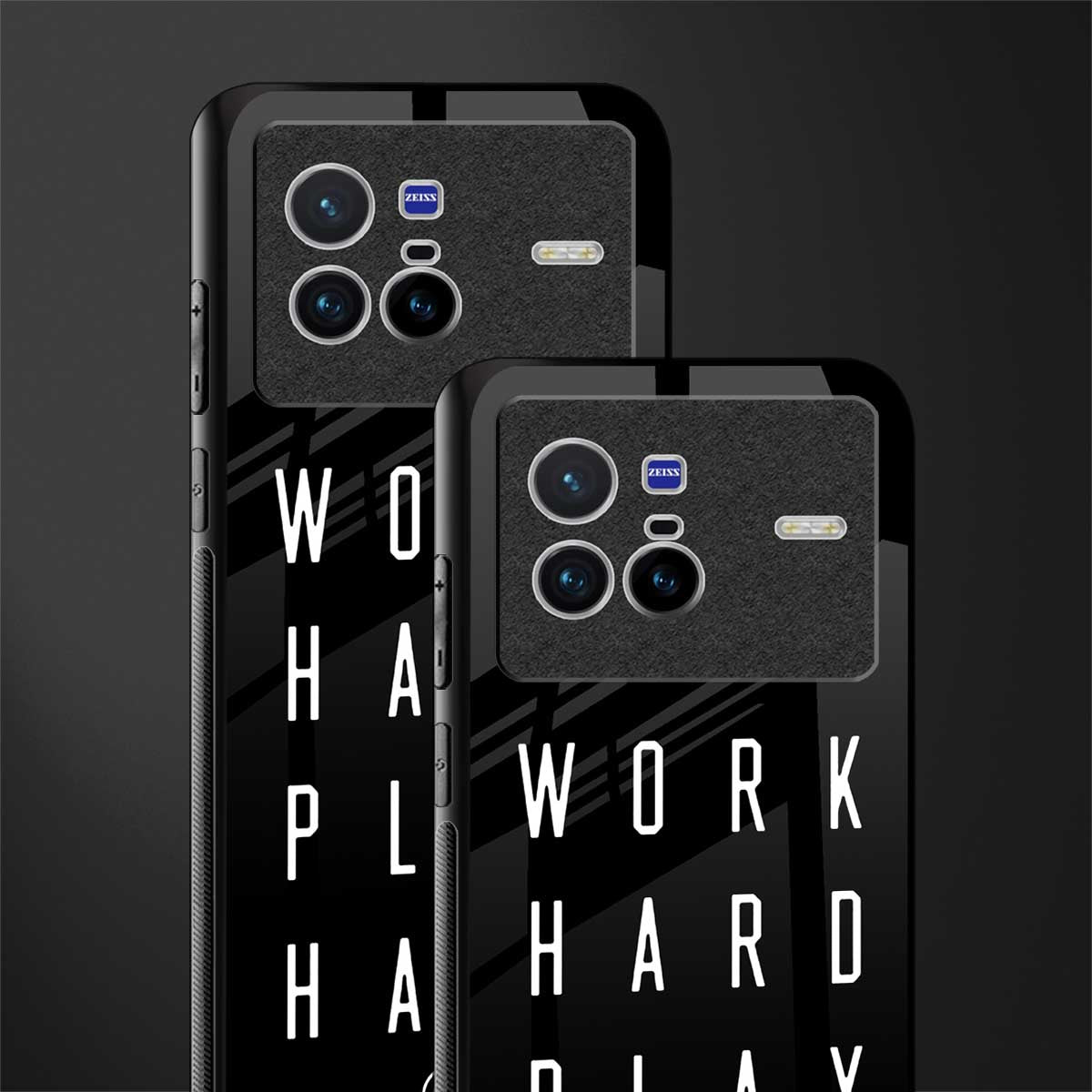work hard play hard glass case for vivo x80 image-2