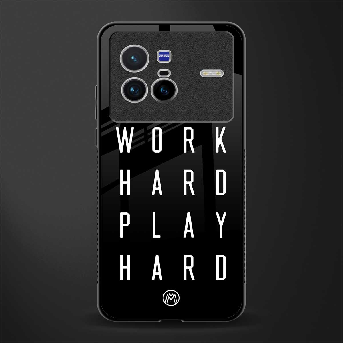 work hard play hard glass case for vivo x80 image