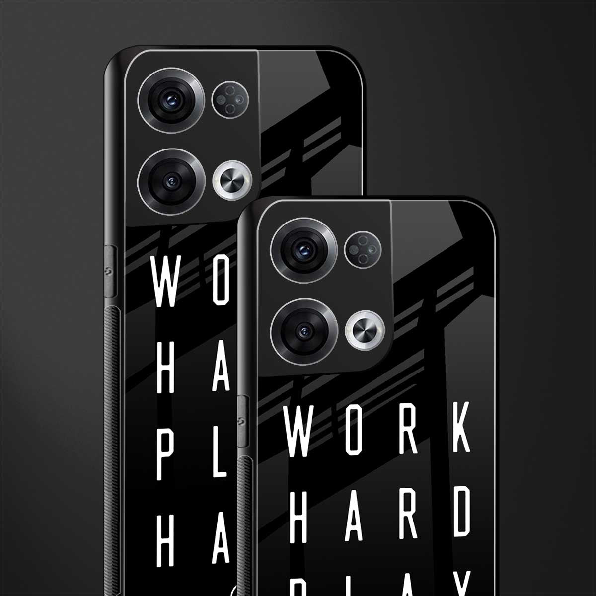 work hard play hard back phone cover | glass case for oppo reno 8 pro