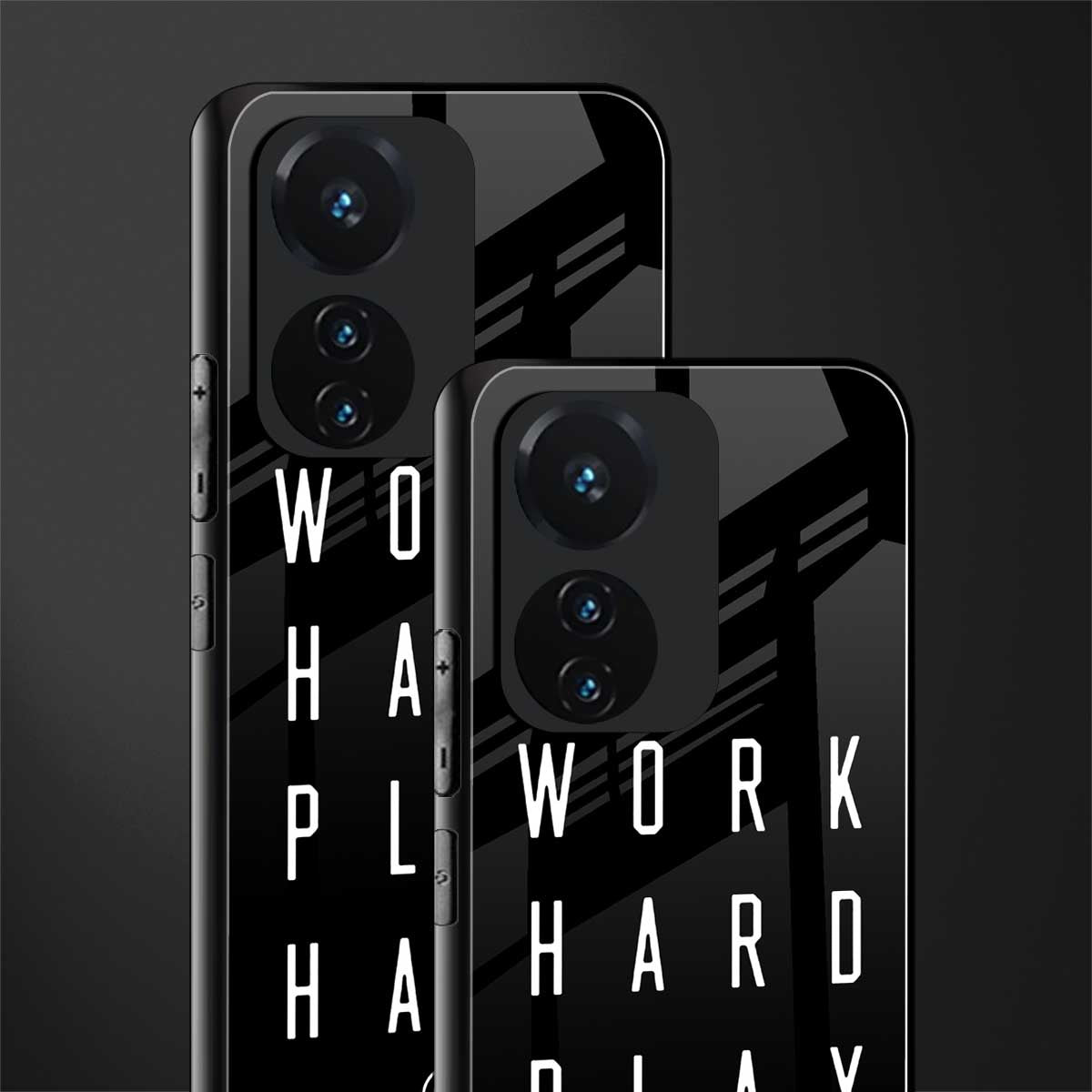 work hard play hard back phone cover | glass case for vivo t1 44w 4g