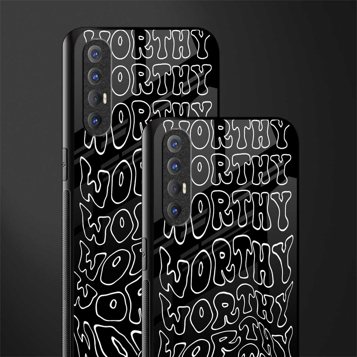 worthy black glass case for oppo reno 3 pro image-2