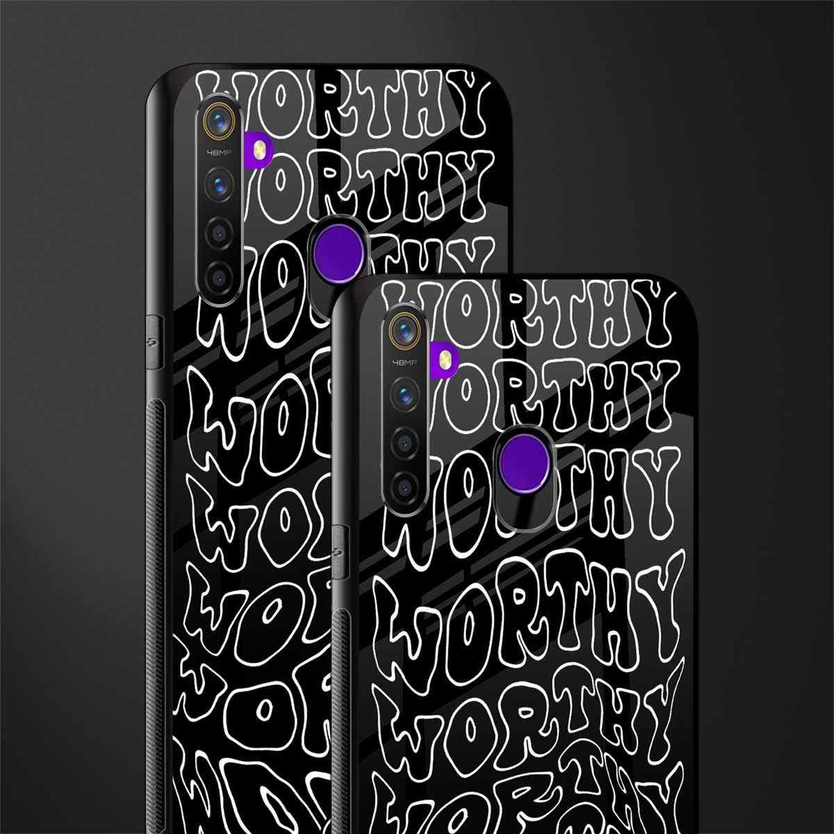 worthy black glass case for realme 5s image-2