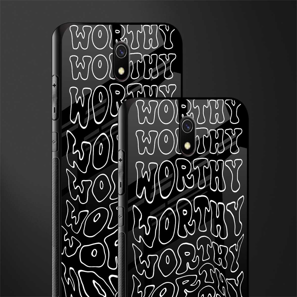 worthy black glass case for redmi 8a image-2