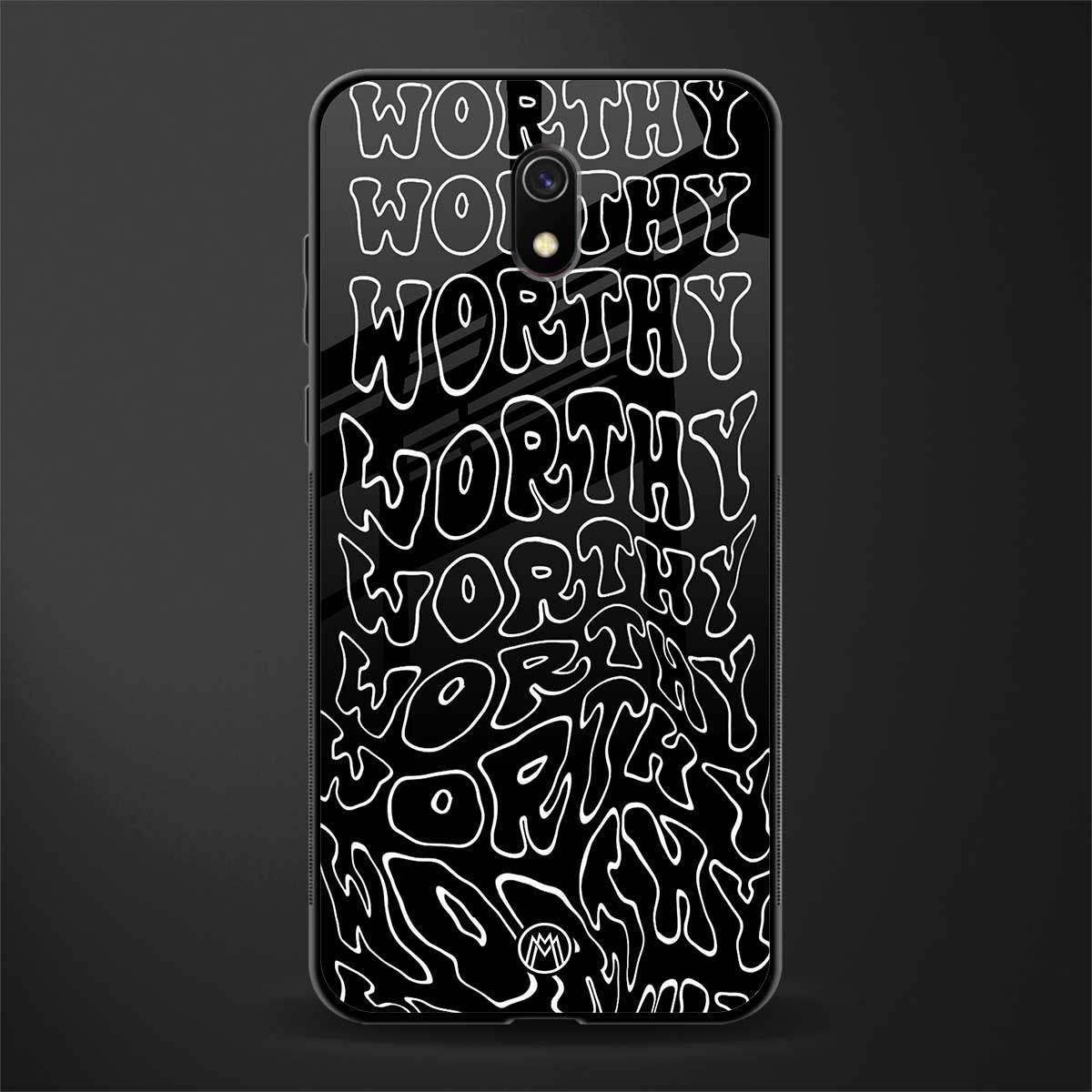 worthy black glass case for redmi 8a image