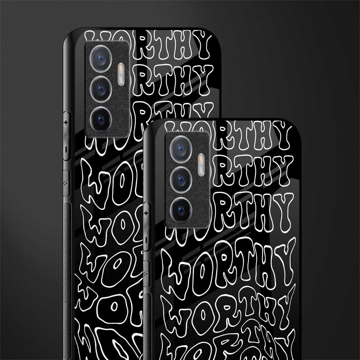 worthy black glass case for vivo v23e image-2