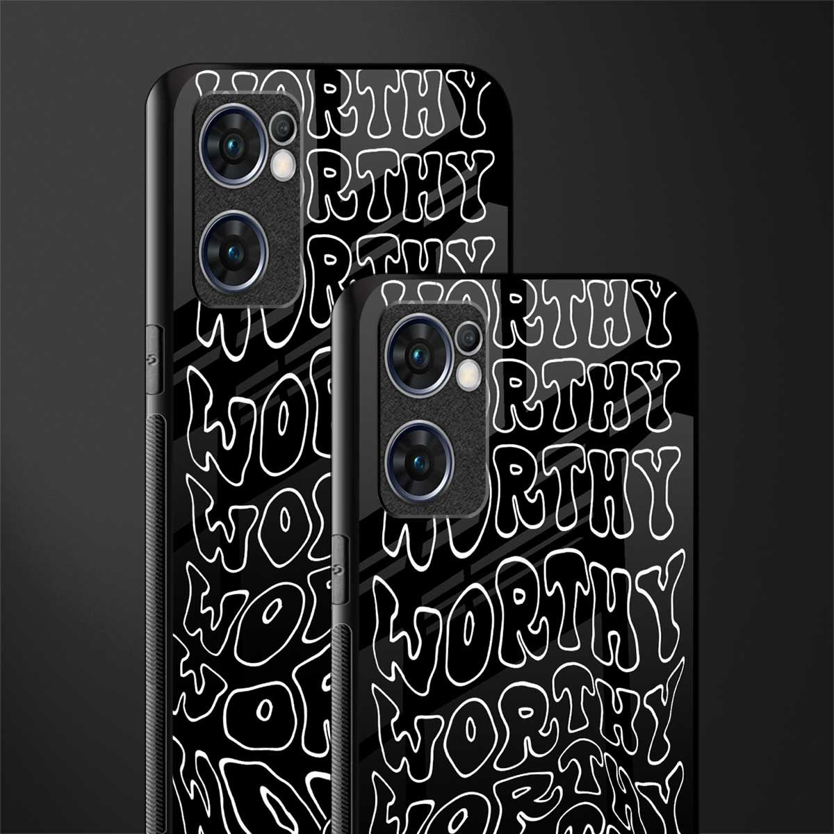 worthy black glass case for oppo reno7 5g image-2