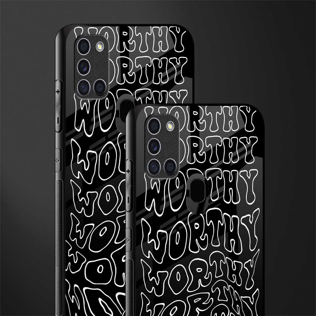 worthy black glass case for samsung galaxy a21s image-2