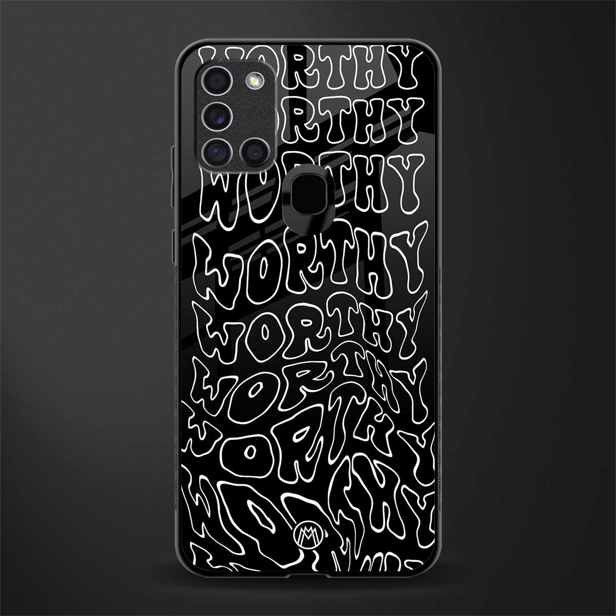 worthy black glass case for samsung galaxy a21s image