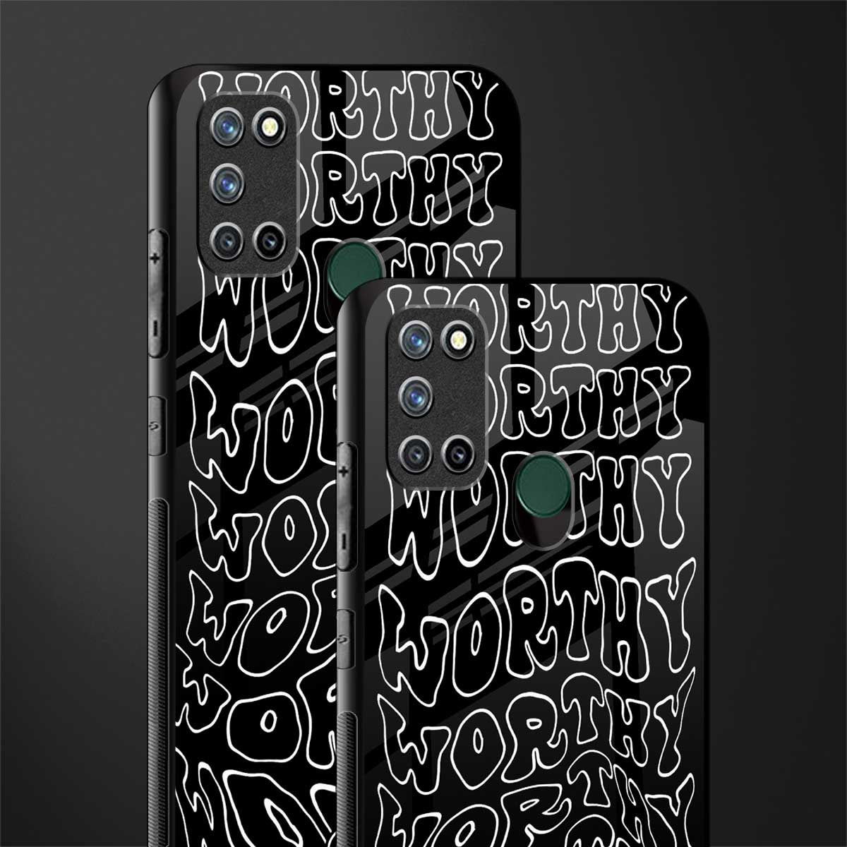 worthy black glass case for realme 7i image-2