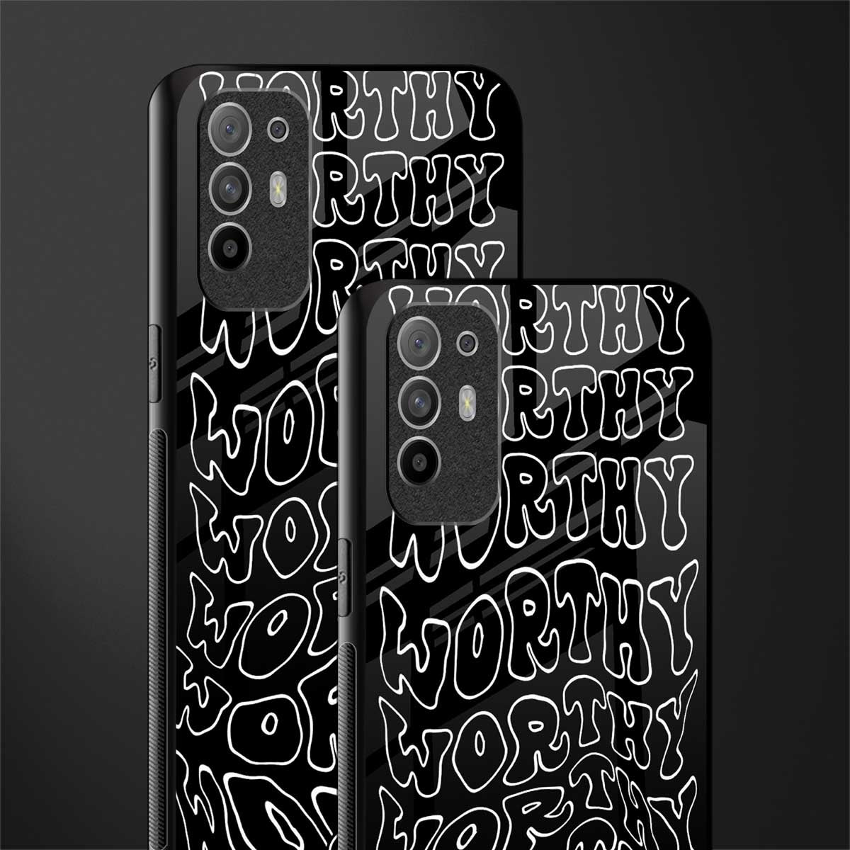 worthy black glass case for oppo f19 pro plus image-2