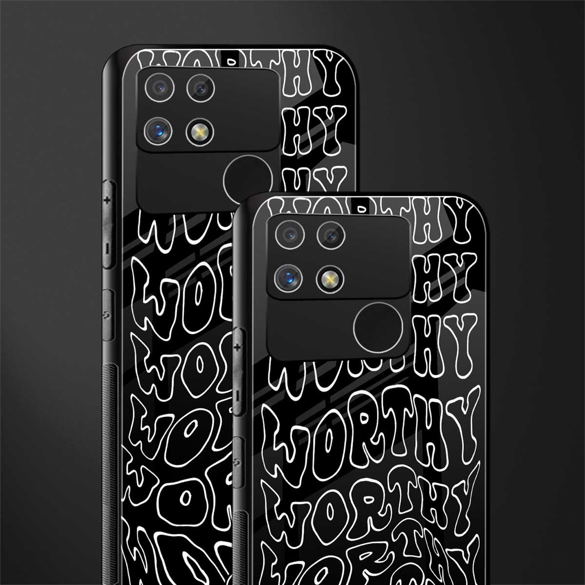 worthy black back phone cover | glass case for realme narzo 50a