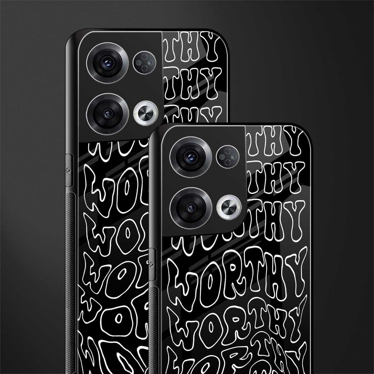 worthy black back phone cover | glass case for oppo reno 8