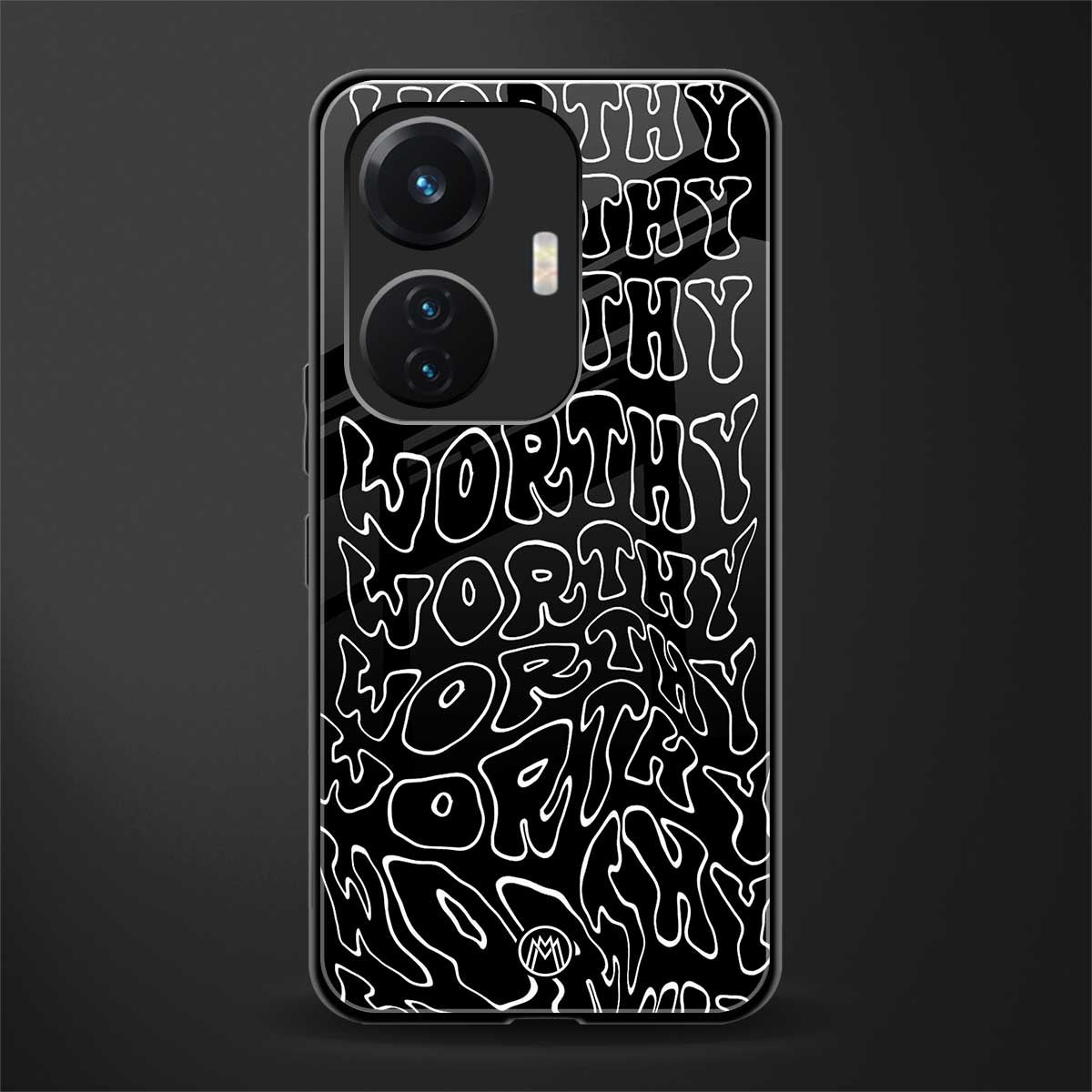 worthy black back phone cover | glass case for vivo t1 44w 4g