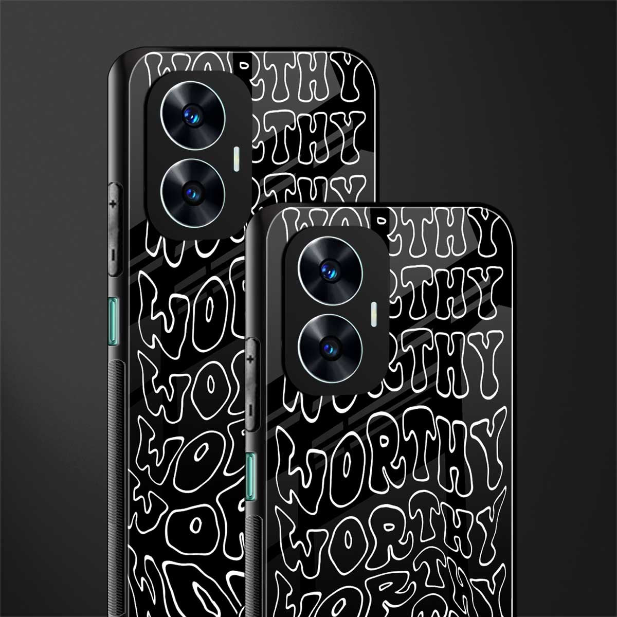 worthy black back phone cover | glass case for realme c55