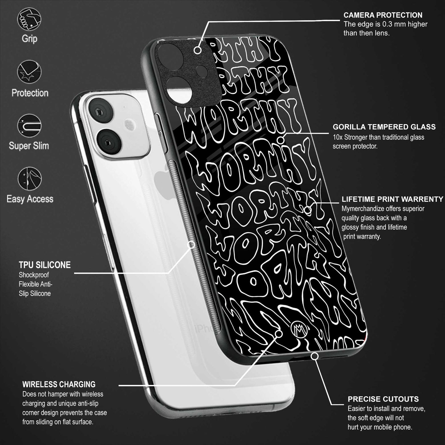worthy black glass case for oppo reno 3 pro image-4