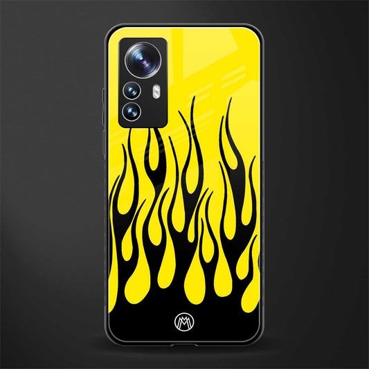 y2k black flames back phone cover | glass case for xiaomi 12 pro