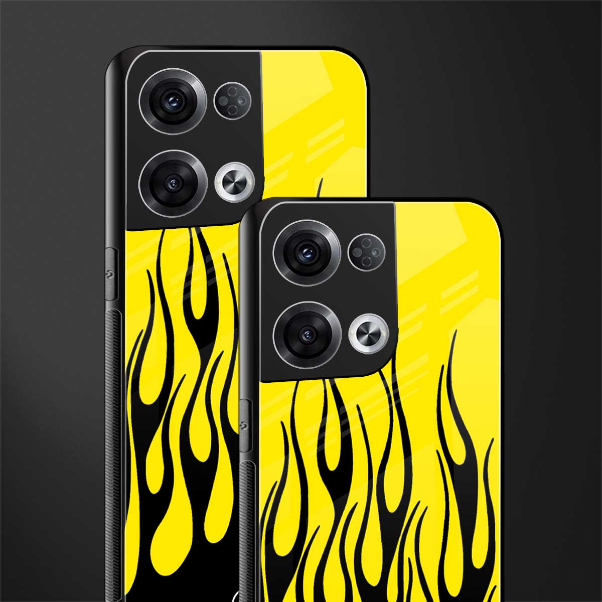 y2k black flames back phone cover | glass case for oppo reno 8 pro