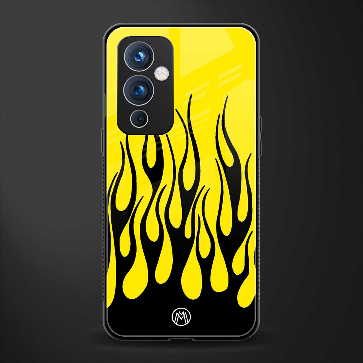 y2k black flames back phone cover | glass case for oneplus 9