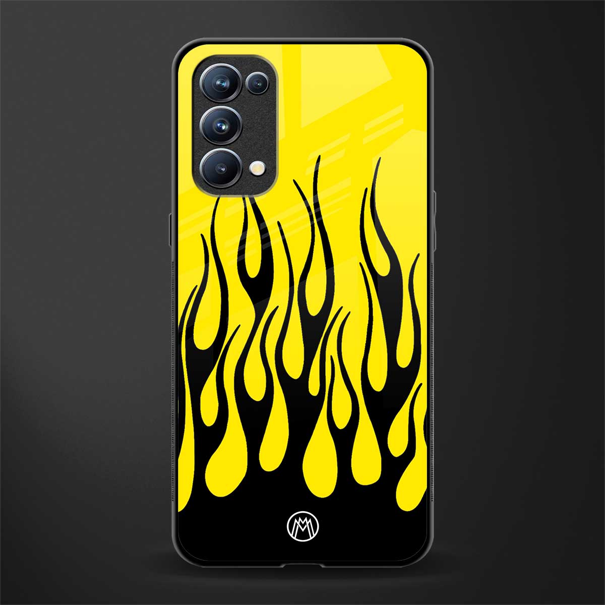 y2k black flames back phone cover | glass case for oppo reno 5