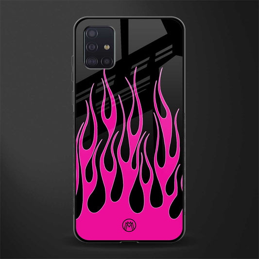 y2k black pink flames glass case for samsung galaxy a71 image