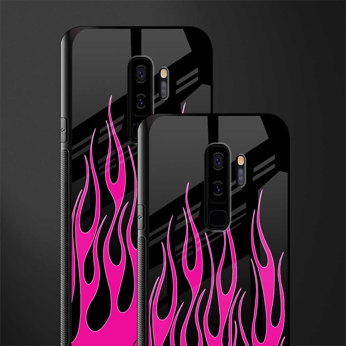 y2k black pink flames glass case for samsung galaxy s9 plus image-2