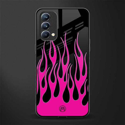 y2k black pink flames glass case for oppo f19s image