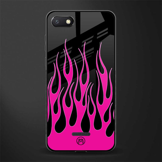 y2k black pink flames glass case for redmi 6a image