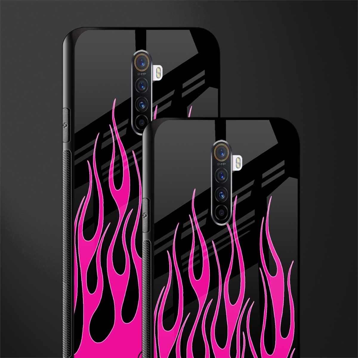 y2k black pink flames glass case for realme x2 pro image-2