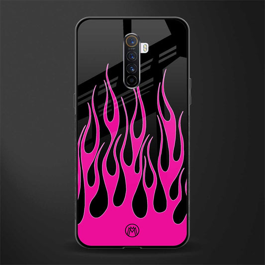 y2k black pink flames glass case for realme x2 pro image