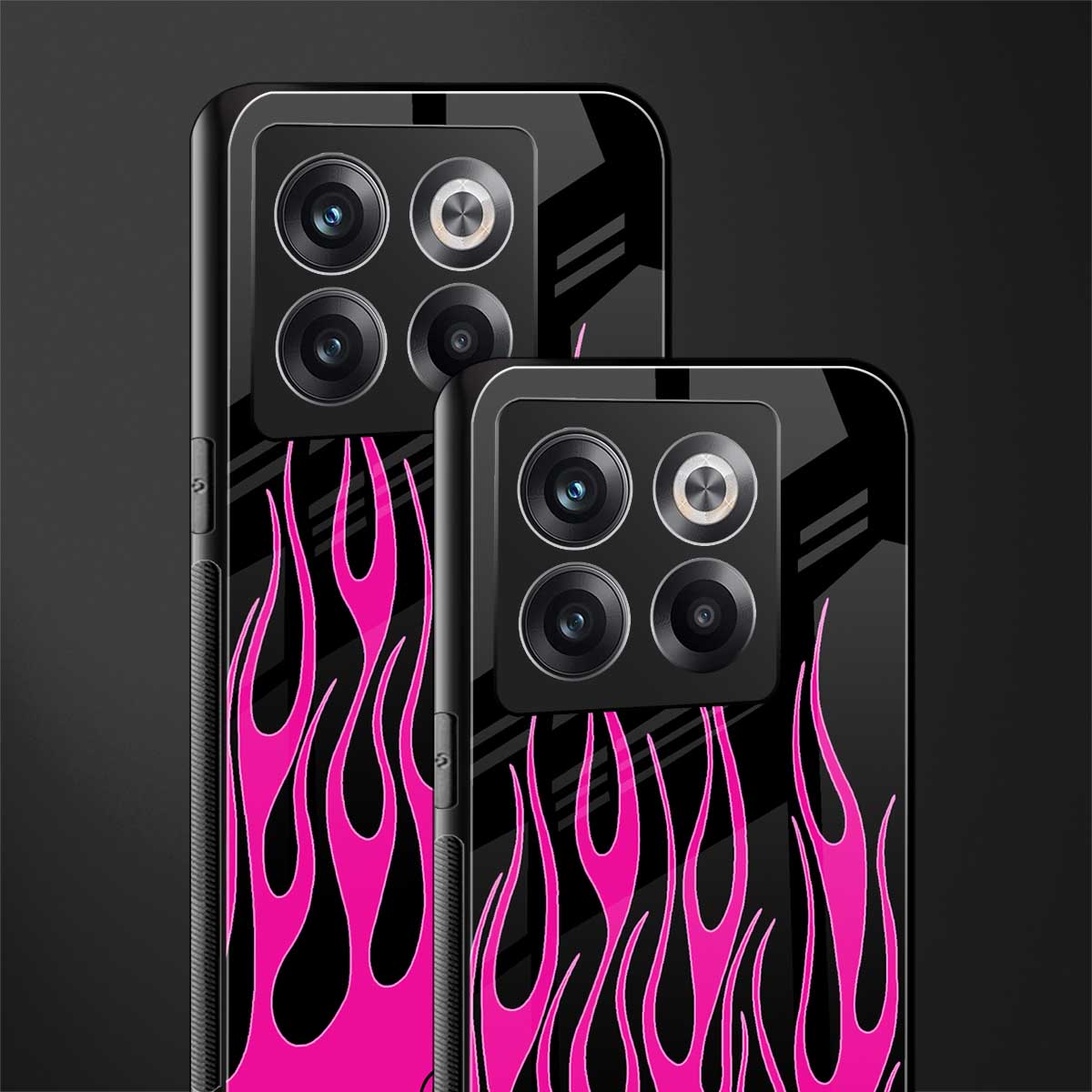 y2k black pink flames back phone cover | glass case for oneplus 10t