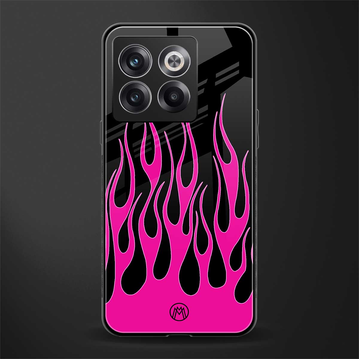 y2k black pink flames back phone cover | glass case for oneplus 10t