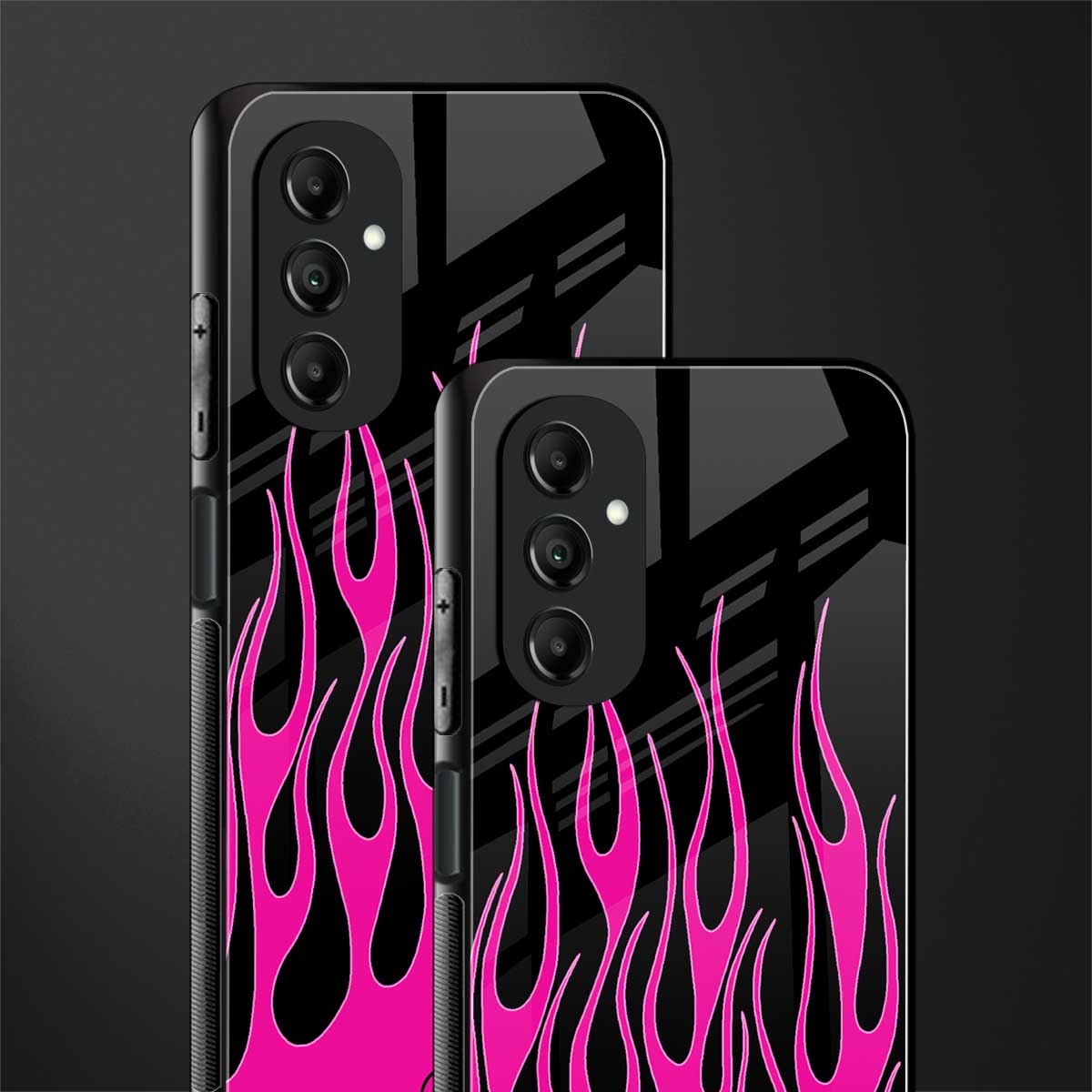 y2k black pink flames back phone cover | glass case for samsung galaxy a14 5g
