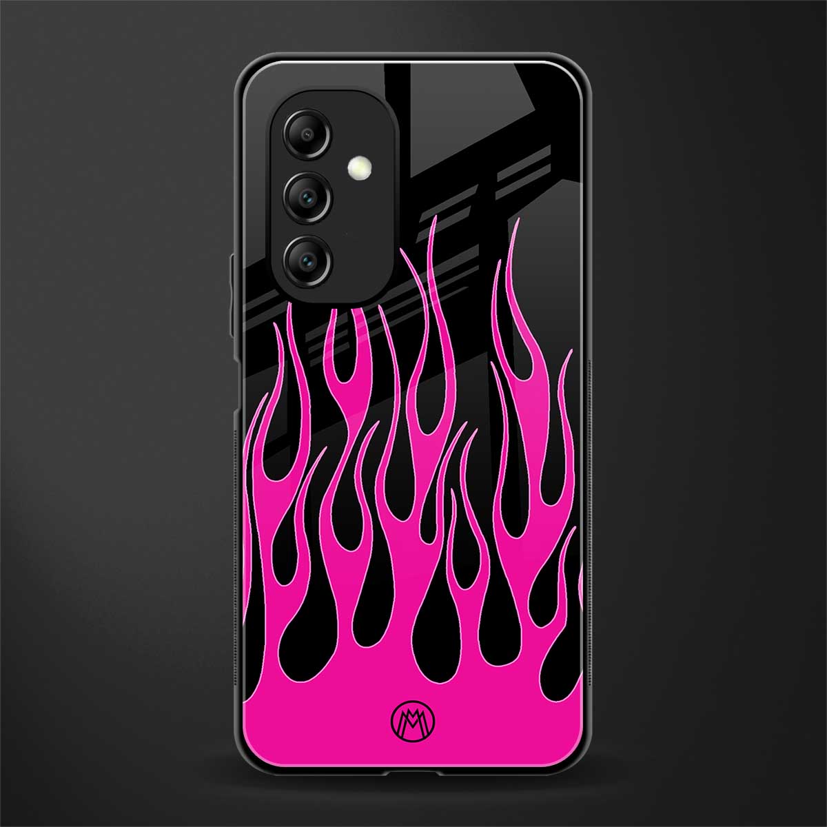 y2k black pink flames back phone cover | glass case for samsung galaxy a14 5g