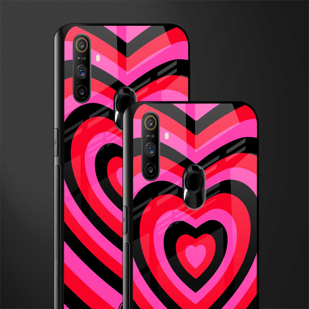y2k black pink hearts aesthetic glass case for realme narzo 20a image-2