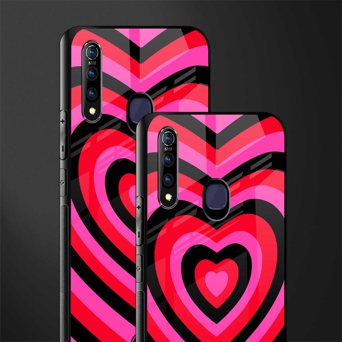 y2k black pink hearts aesthetic glass case for vivo z1 pro image-2