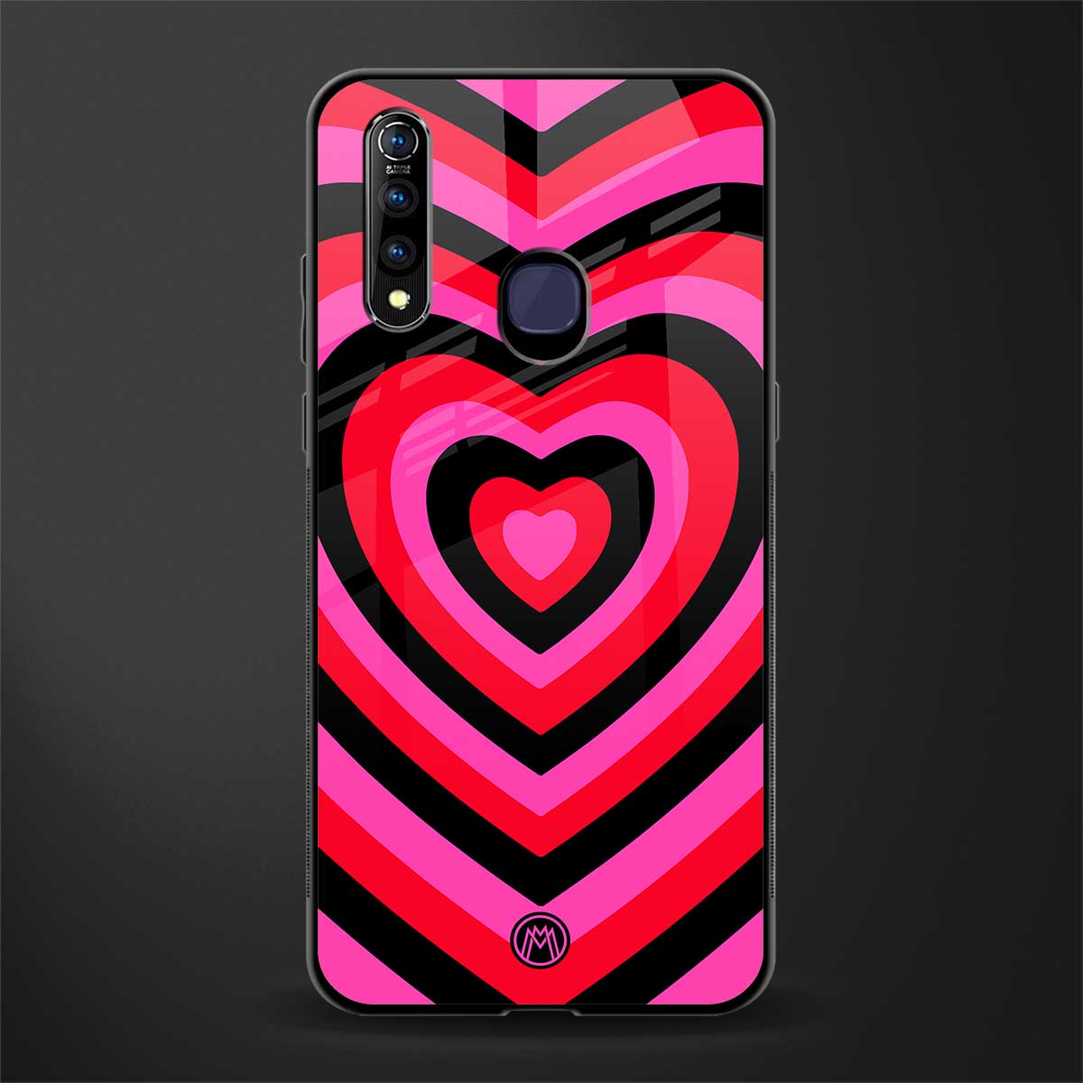 y2k black pink hearts aesthetic glass case for vivo z1 pro image
