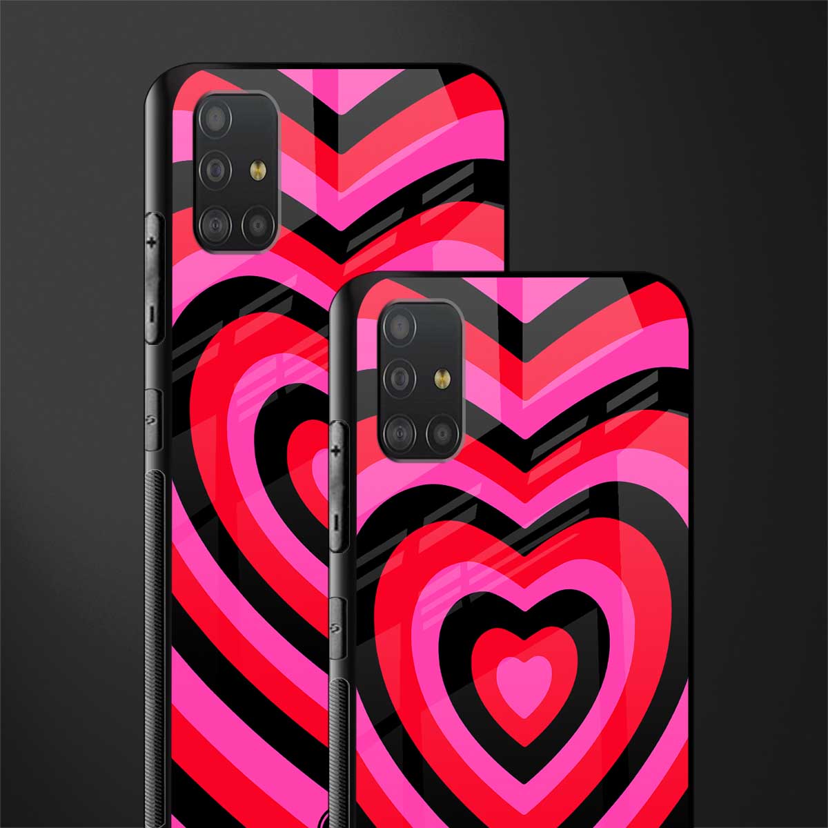 y2k black pink hearts aesthetic glass case for samsung galaxy a51 image-2