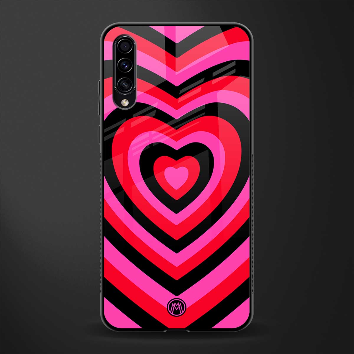y2k black pink hearts aesthetic glass case for samsung galaxy a50s image
