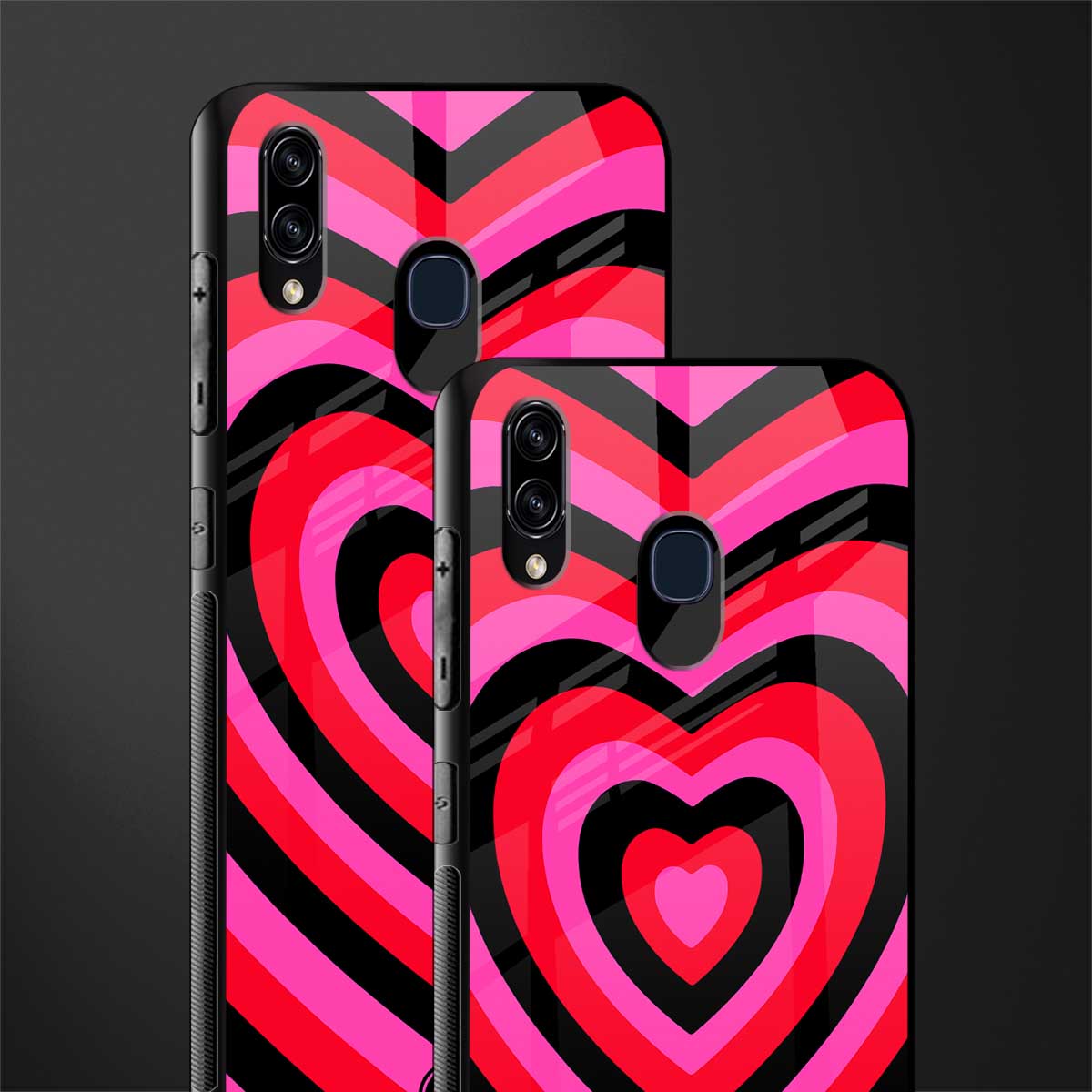y2k black pink hearts aesthetic glass case for samsung galaxy a30 image-2