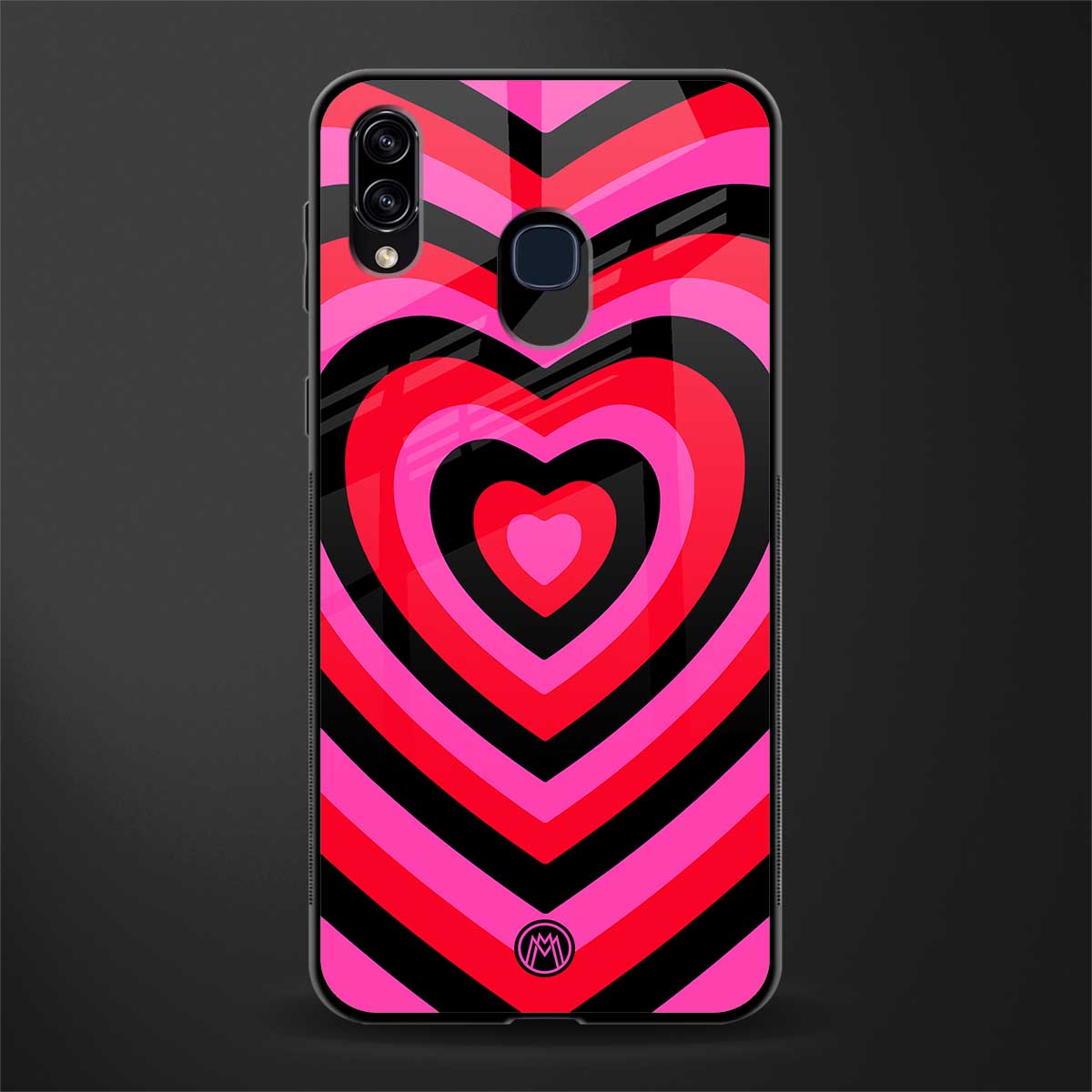 y2k black pink hearts aesthetic glass case for samsung galaxy a30 image