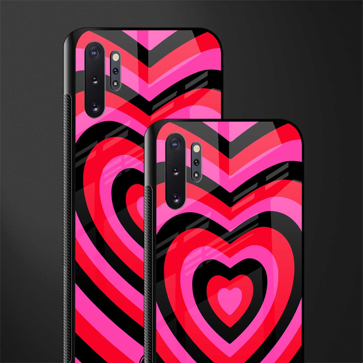 y2k black pink hearts aesthetic glass case for samsung galaxy note 10 plus image-2