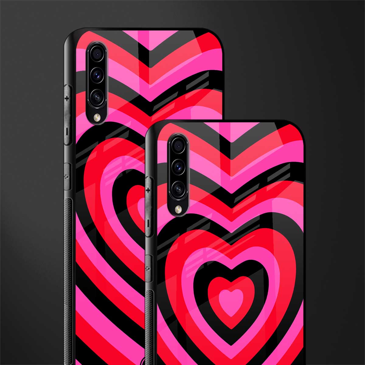 y2k black pink hearts aesthetic glass case for samsung galaxy a70 image-2